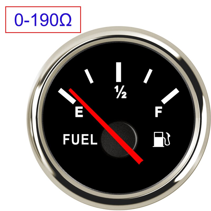 52mm indicador de nivel de combustible coche digital medidor de partes automotrices indicadores 12V 24V para Universal para barco del camión del coche RV Camper de la motocicleta: Black Silver 0-190