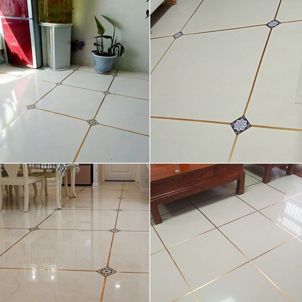 Cinta adhesiva de costura dorada para baldosas, autoadherente, impermeable, a prueba de moho, para decoración de espacios de pared de baño, 1,5 CM/3CM