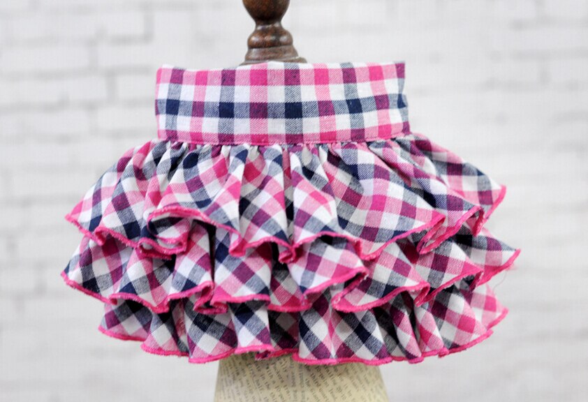 Mode Plaid Bloemen Kleine Hond Rokken Puppy Pet Kat trouwjurk Zomer hond kleren huisdier kleding voor chihuahua teddy: Rose Red / M