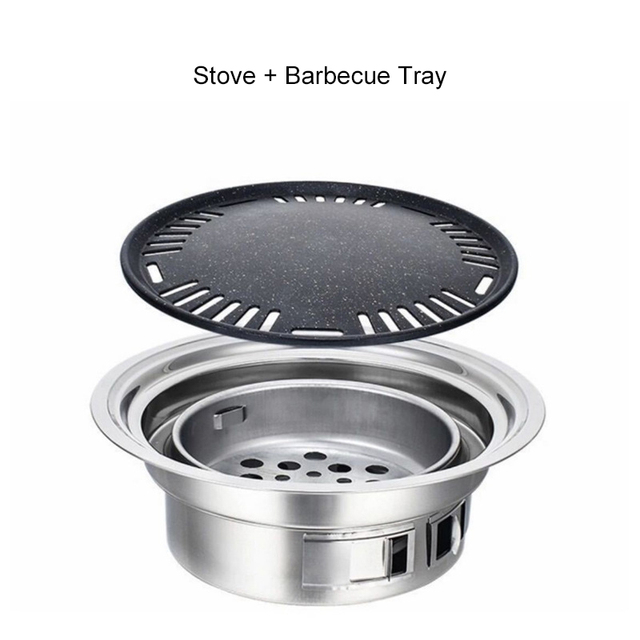 Stainless Steel Charcoal Barbecue Grill Non-stick Barbecue Grills Portable Outdoor bbq grill Round Carbon Barbecue Stove: Red