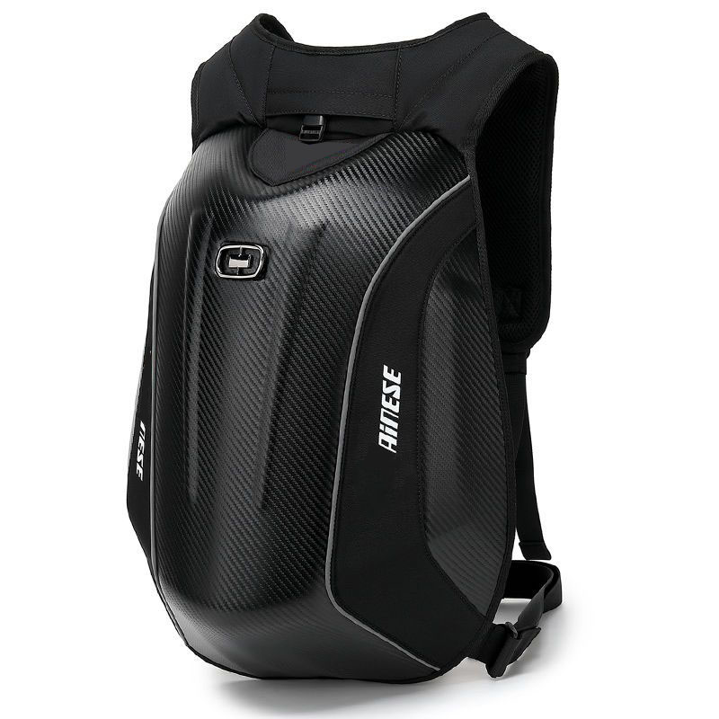 48L Expandable Waterproof Motorcycle Hard shell backpacks MX Motocross carbon fiber backpack Moto Racing bags Computer bag LOGO: Silver
