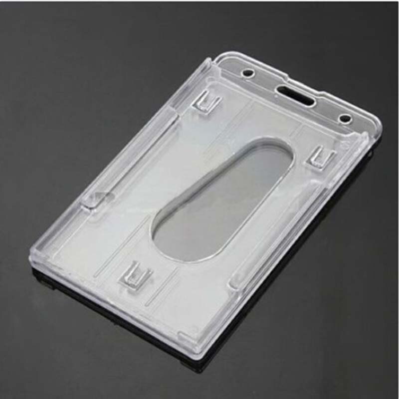 Teskyer 2-pack harde plastic badgehouders, verticale transparante ID-kaarthouder, stevige duidelijke badgehouders, verticale stijl