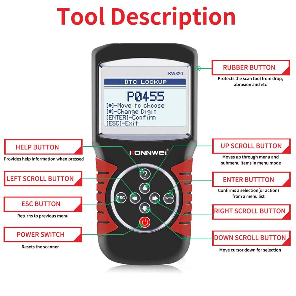 OBD2 Scanner Automotive Engine Fault Code Reader Diagnostic Car Scan Tool for Check Engine Light