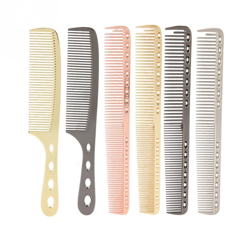 Hair Comb Space Aluminum Stainless Steel Anti- static Comb Beauty Tools For Salon Hairdressing Brush With Handle