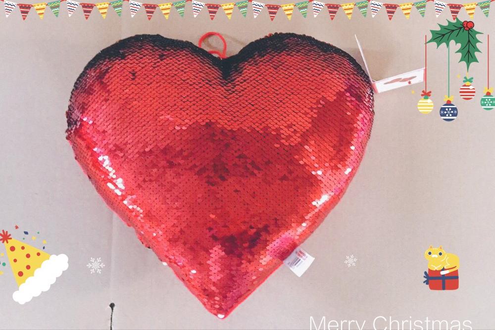 Secousse Sequin coeur 22cm jouets en peluche doux jeter oreiller paillettes coeur en peluche coeur avec cintre enfants bambin: Rouge