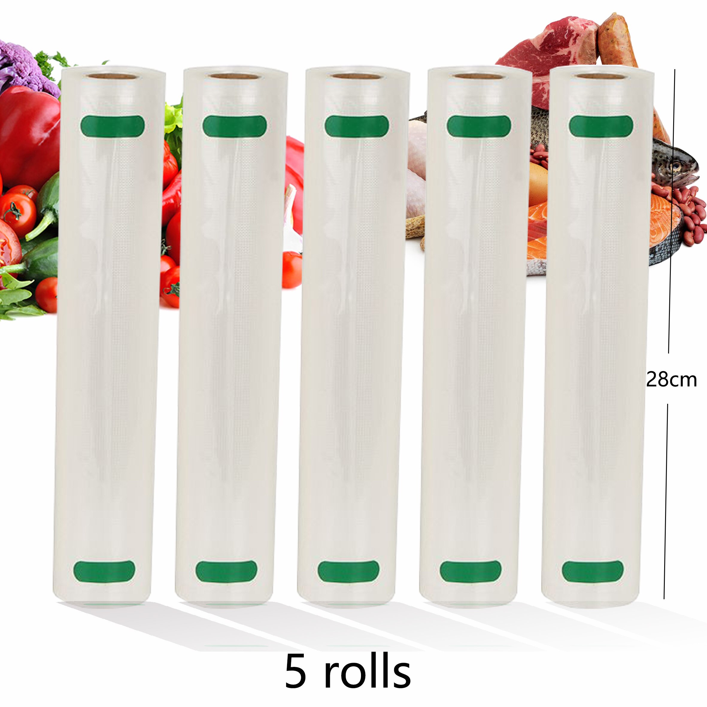 5 Rolls/Lot Vacuümzak Opbergzakken Voor Sealer Vacuüm Verpakker Verpakking Zakken Voor Voedsel 28 Cm * 500cm