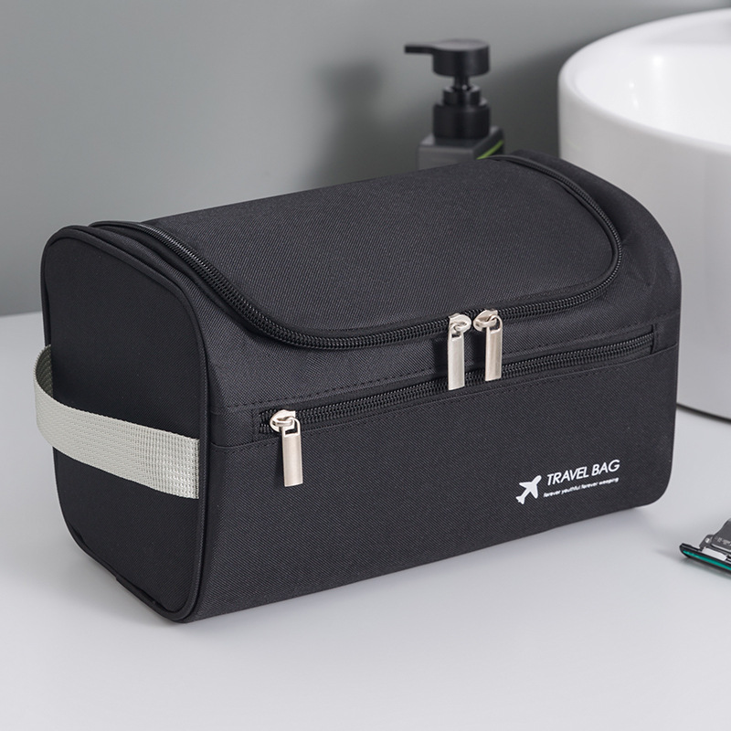 Neceser de viaje colgante, organizador y Kit Dopp de higiene para el baño con gancho para accesorios de viaje, artículos de tocador, baño Shav: Negro