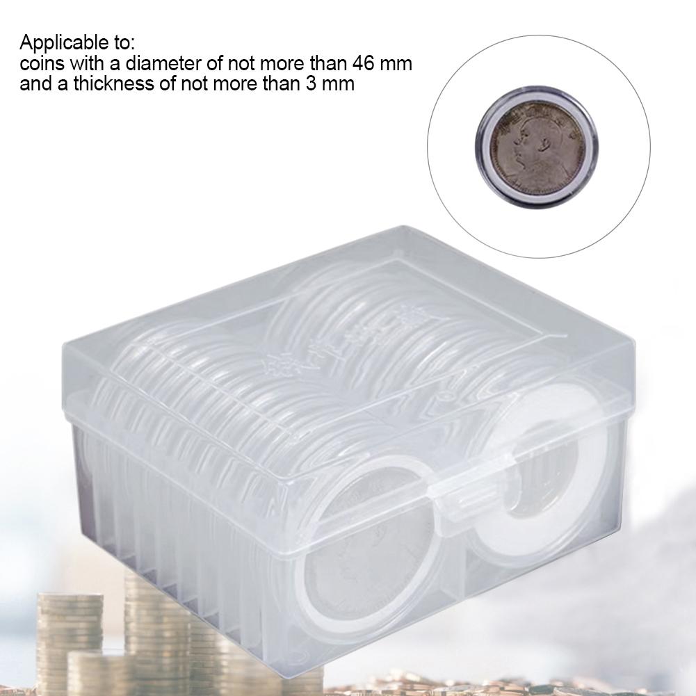 Coin Storage Case 20pcs 16/20/25/27/30/38/46mm Coin Capsules Holder and Protect Gasket Coin Holder Case with Plastic Storage #CW