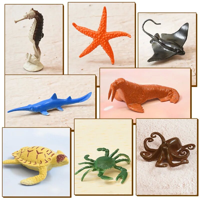 56 stks/set Plastic Gesimuleerde Zeeleven Speelgoed Model Realistische Zeedieren Walvishaai Dolfijn Schildpad Speelgoed Voor Kinderen Kerstcadeaus