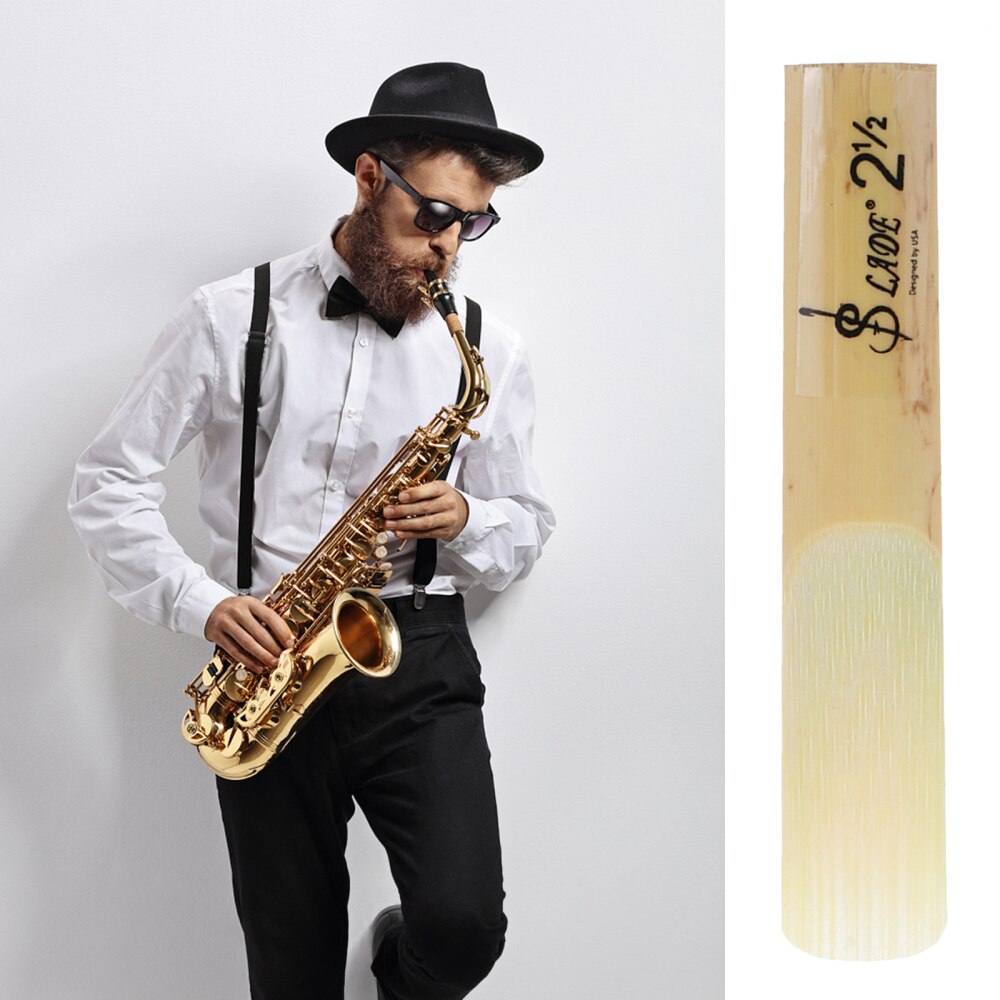 Lengüetas de saxofón de bambú, recambio de lengüeta tradicional de 2,5 saxofón, fuerza de bambú, 10 Uds.