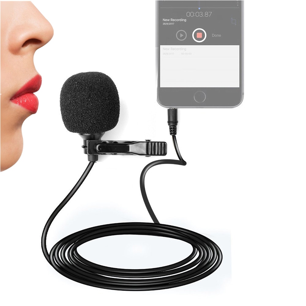 Micrófono de cuello manos libres portátil Mini talker 3,5mm adaptador Clip para Stadio Lavalier micrófono para altavoz teléfono parlante