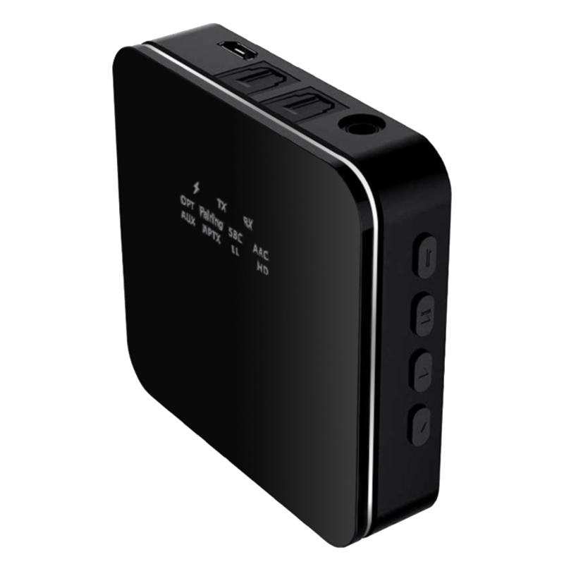 FeinTech Bluetooth 5.0 Audio Transmitter Receiver aptX HD Low Latency Toslink SPDIF, Black