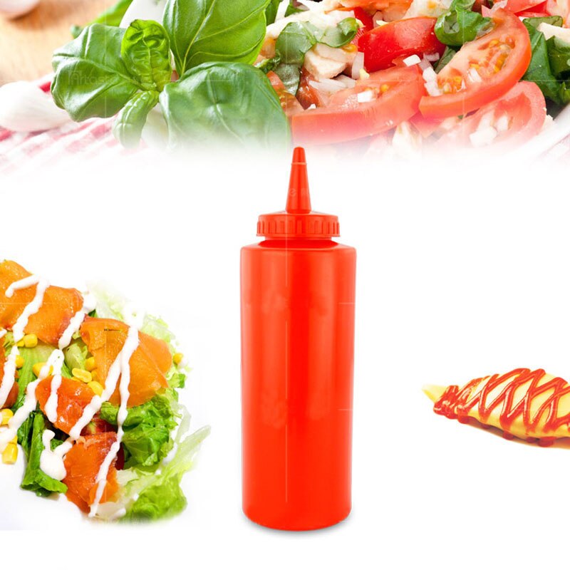 Botella de plástico de alimentaria para cocina, botella exprimible de 8OZ/12OZ/24OZ, para salsa de aceite de oliva, Ketchup, Mustard, Mayo, utensilios para barbacoa
