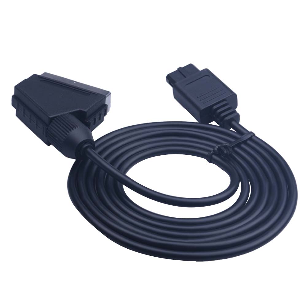 1.8m pvc rgb scart video av kabel sladd för pal super nintendo  n64 ngc snes