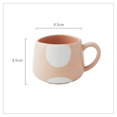 360ml Cute Cute Ceramics Coffee Mug Geometric Handmade Mugs Drinkware Breakfast Milk Tea Water Cup With Handle Cup: Point Pink