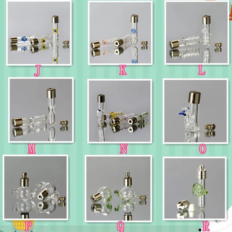 10pcs/lot Hourglass screw cap glass vial pendant Miniature Wishing Bottles vial clear oil charm necklace pendant name on rice