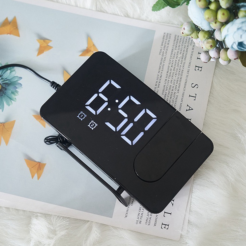 Projection Alarm Clock for Bedroom,Projector Ceiling Clock with Digital LED Temperature Humidity Display,Projector