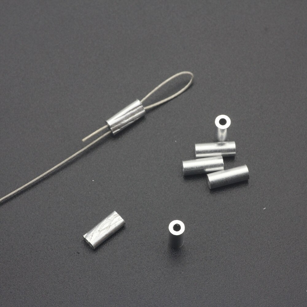 Krymphylsor i aluminium 100 st/lot enkel rund fiskelina krymptråd tillbehör för krympning 0.8-1.8mm