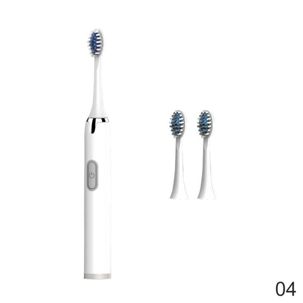 1 Set Adult Timer Brush No Rechargeable Tooth Brushes Replacement Heads Set Battery Operated Oral Hygien Teeth: white 3pcs head