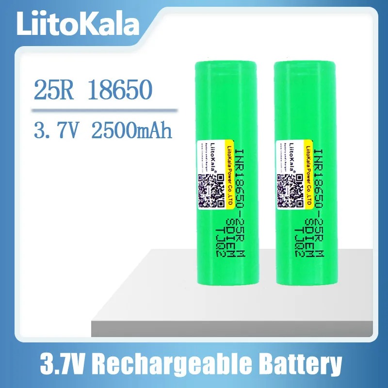 LiitoKala 18650 25R Rechargeable li-lon battery 3.6V 2500 mAh Battery can keep,Max 20A,35A discharge