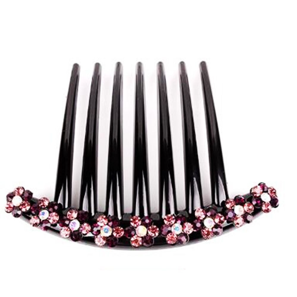 Women Rhinestone Flower 7 Teeth Hair Comb Clip Side Hair Clip Decorative For Girls Hair Styling Clip PIn Accessories: 5