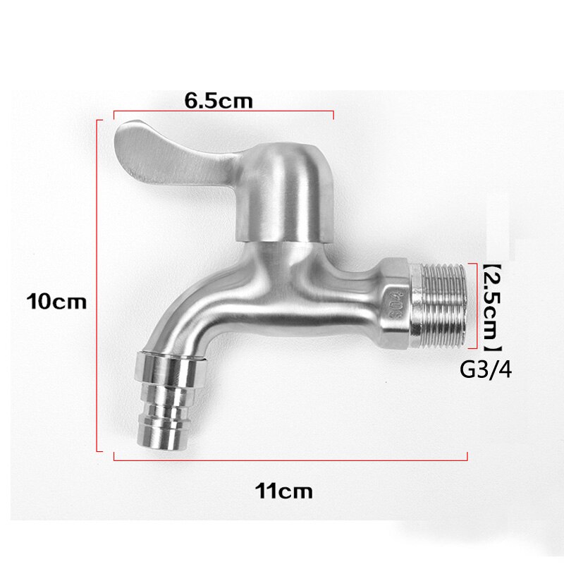 304 stainless steel wall mounted bib tap mop pool taps bathroom faucets: 25mm Inlet Water Tap