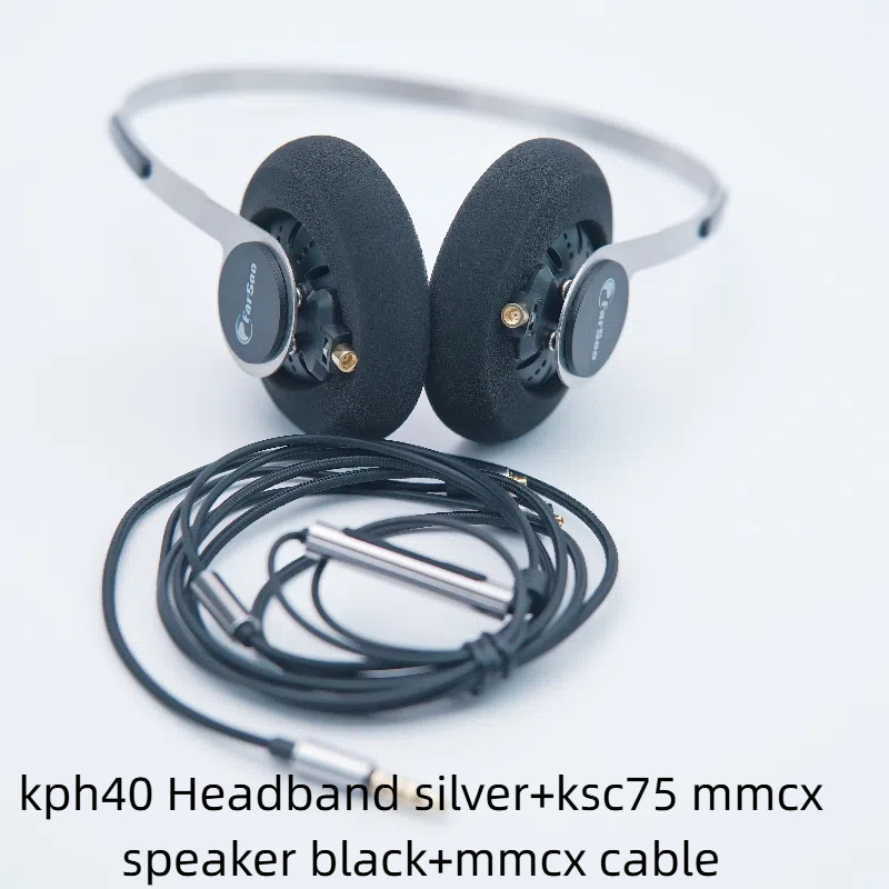 Farsoo kph 40 huvudband mörkgrått silver med ksc 75 mmcx högtalarenheter hörlurar hifi stereo retro lättviktsheadset: Vit