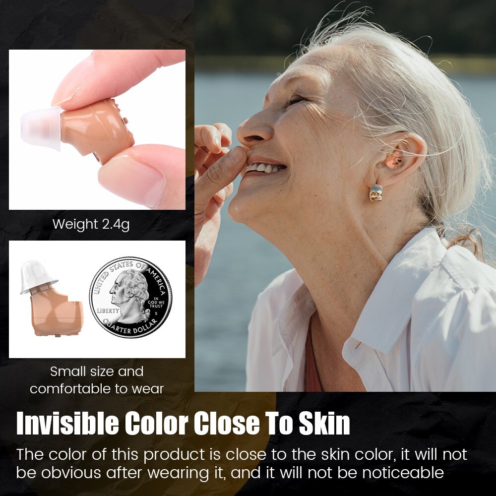 Invisible CIC Hearing Aid Rechargeable Mini Hearing Aids for the Elderly Wireless Ear Aids Hearing Loss Device