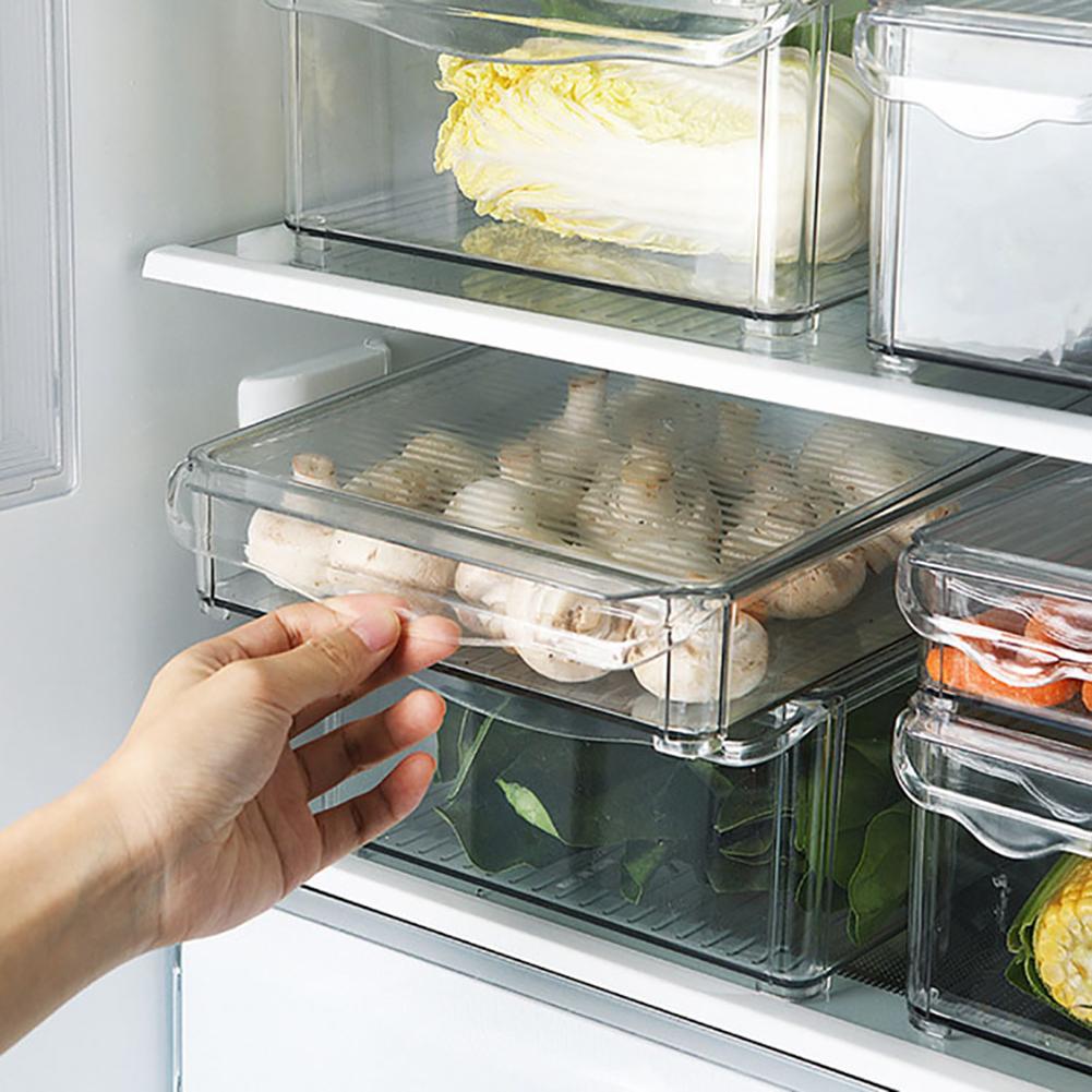 2 stk akrylbeholder til madopbevaring med låg og låg til køkken`` skab, køleskab, spisekammer, fryser - arrangør