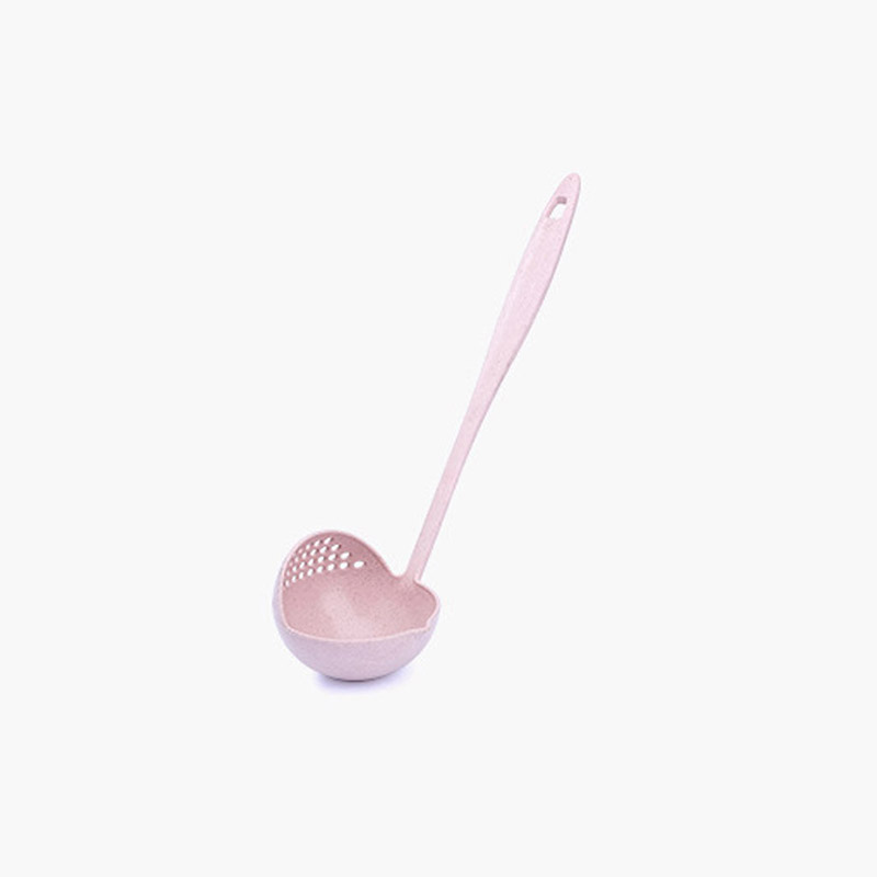 2 in 1 soppa sked natur vete halm porslin lång handtag sked kök tillbehör matsked: Rosa