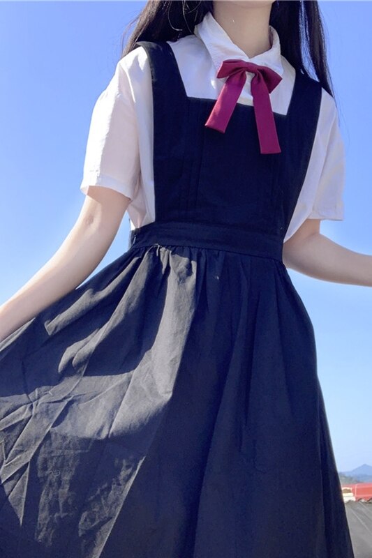 japanese style CollegeStudents High-Waisted Long Suspender Dress Female Summer school uniform jk uniform uniformes estudiantes