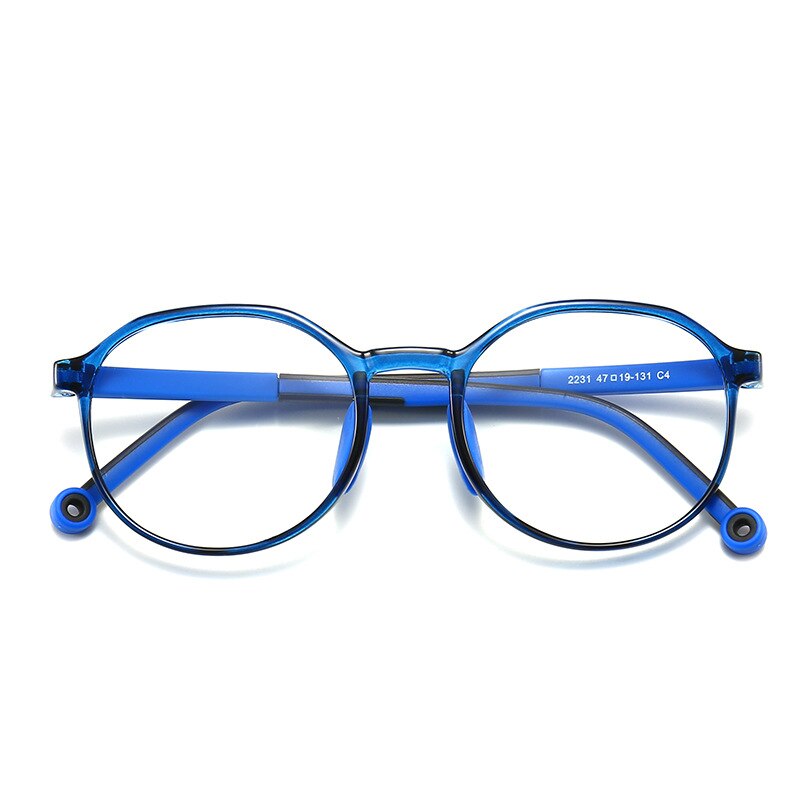 Gafas redondas para niños y niñas, lentes con montura óptica, bloqueo transparente, para estudiantes: C4Blue-Blue