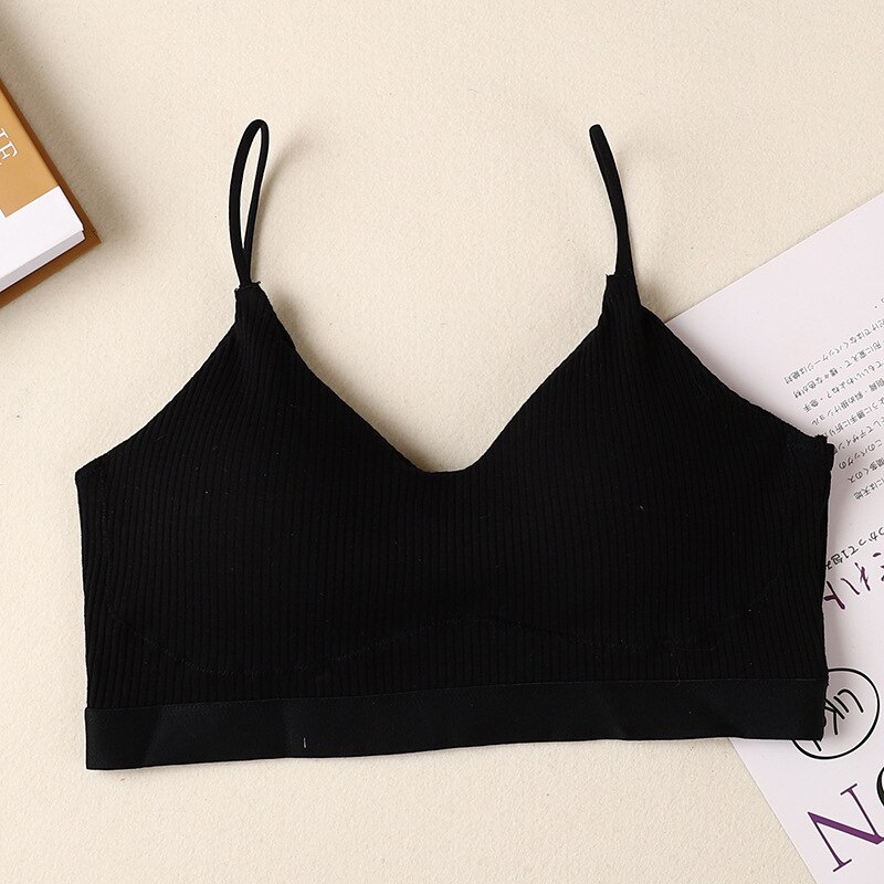 Sujetador deportivo de algodón para mujer, Top de tubo Push Up, Top de belleza para Yoga, chaleco con correa para gimnasio, correr, Fitness, ropa interior, BH: Negro
