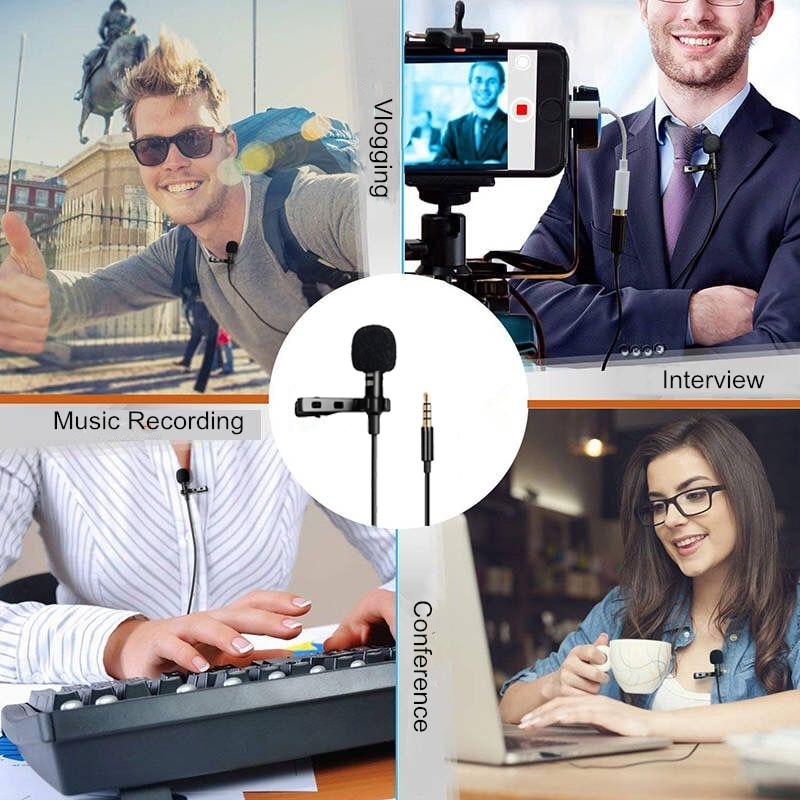 Professionnel Dual Mini Lavalier Microphone For Phone Laptop PC , lapel Microphone For Radio Smartphone Micro karaoke Microfono