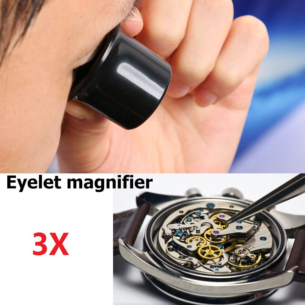 10X Monocular Glass Magnifier Watch Jewelry Repair Tools Loupe Lens Black Distance Reading Monocular Magnifier Kit for Watchmake
