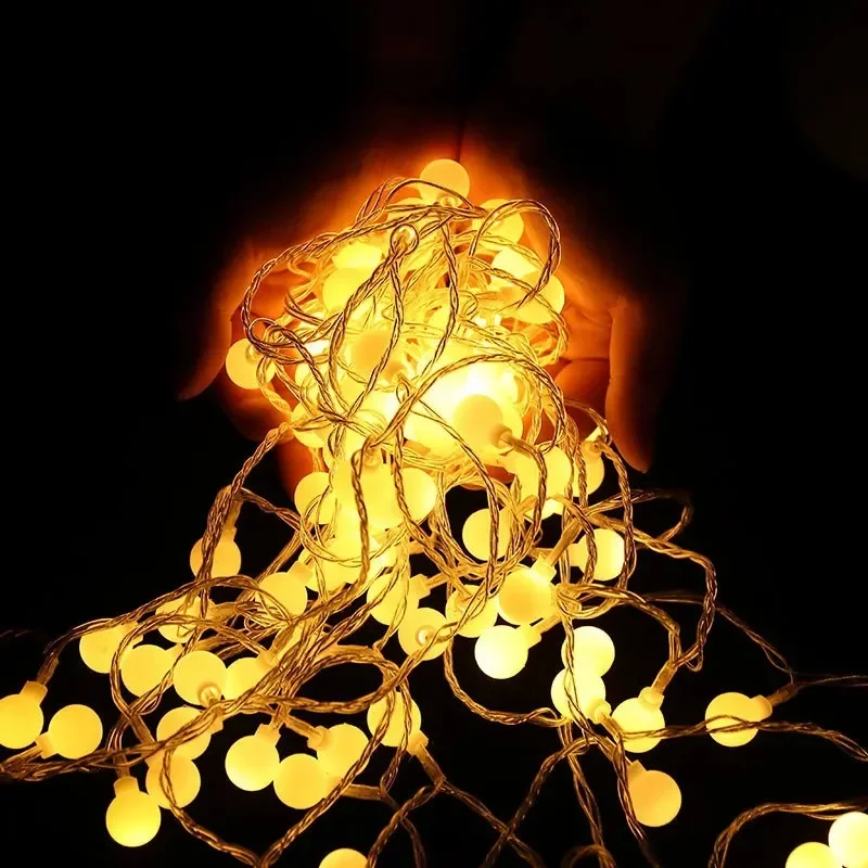 3M-22M Fairy Garland LED Ball String Lights Outdoor Waterproof for Christmas Tree Wedding Home Indoor Decoration Eu Plug Powered