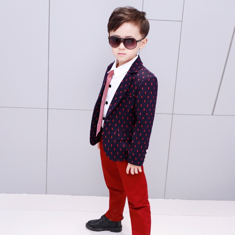 kind past zo cool dot bloemen kids jas zachte school jongen blazers slim en knappe jas goede maat 3-12 jaar: Rood / 10T