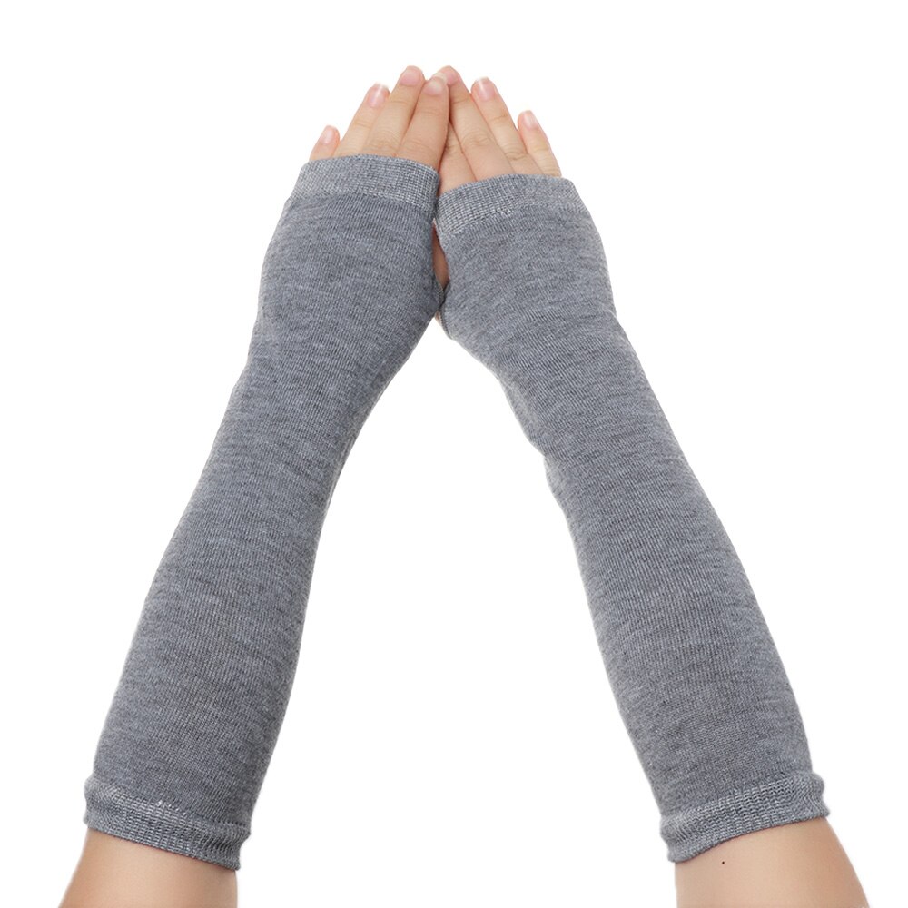 1Pair Girls Wristband Arm Cover Long Sleeve Women Cotton Classic Fingerless Long Glove Soft Striped Elbow Mitten Knitted Gloves: 4