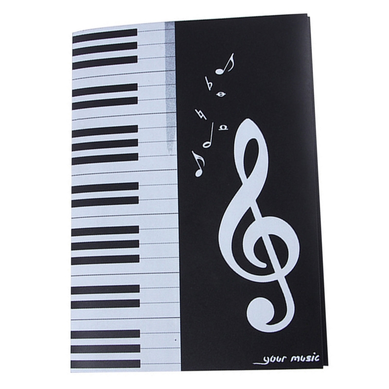 4 Pages Expanded Sheet Music Folder A4 Size for Music Student Piano Performances 101A: Black
