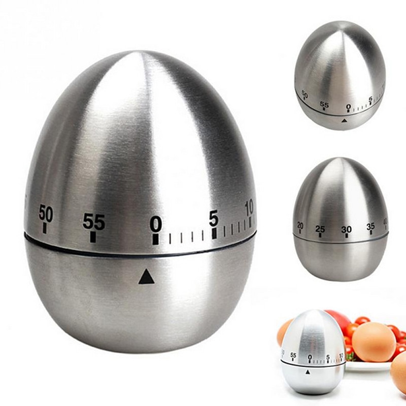 UPORS Creatieve Ei Timer Rvs Handleiding Keuken Koken Timer Mechanisch Roterende Alarm met 60 Minuten Koken Gadgets