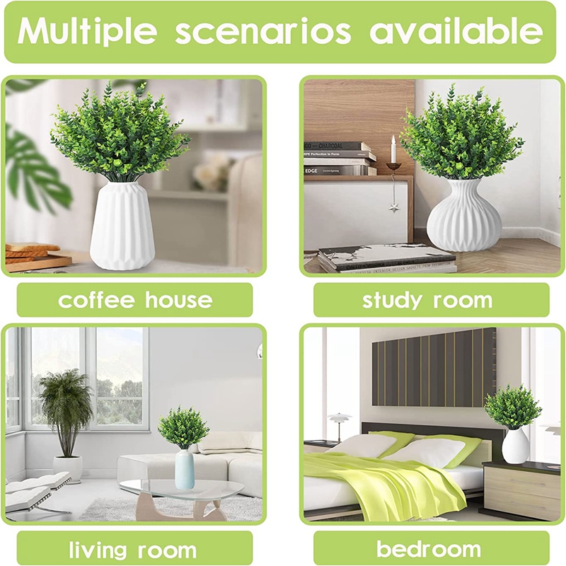 7 heads35 mesh Kunstplanten groene Eucalyptus Kerstkrans voor Bruiloft Thuis Balkon bonsai Decoratie DIY Schieten rekwisieten