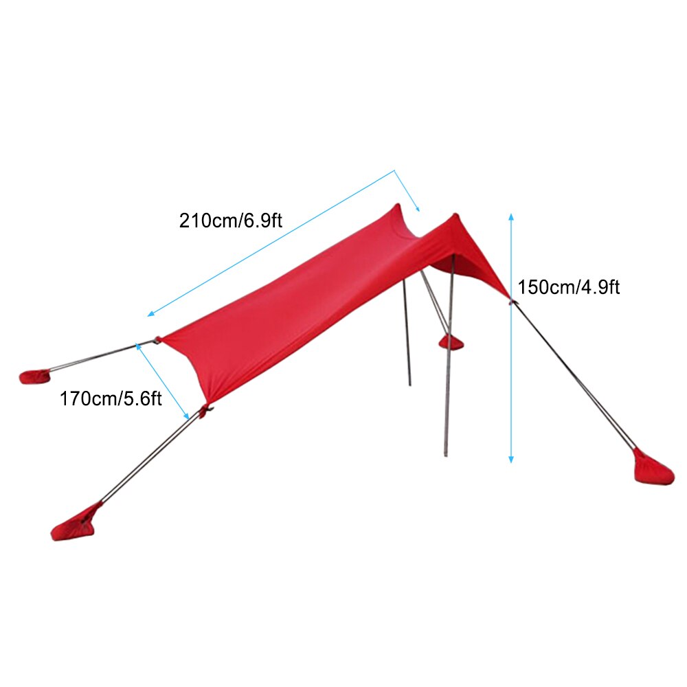 210*170 Cm Outdoor Camping Tent Spandex Strand Tent Luifel Luifel Zon Onderdak Zonnescherm Met Zandzak Voor Vissen Wandelen picknick