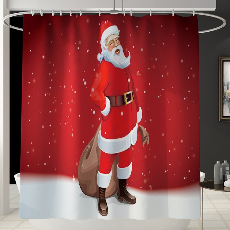 Zeegle Kerst Badmat En Douchegordijn Set Antislip Douche Floor Mat Absorberende Wc Tapijt Voet Mat Wasbare badmat Set: YL143