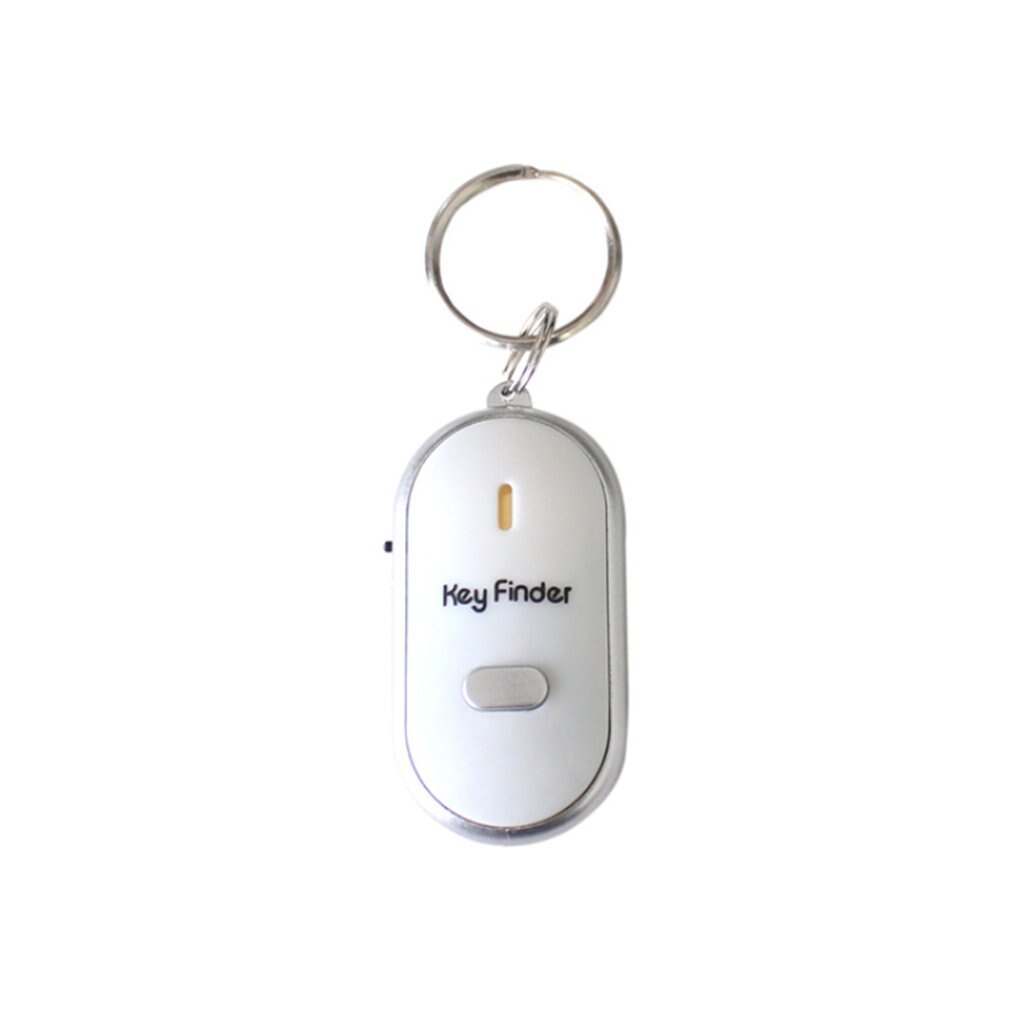 Détecteur de clé intelligent Anti-perte, capteurs de sifflet, porte-clés, traqueur LED, localisateur de claquettes de sifflet, clignotant, bip, commande sonore, alarme: WHITE