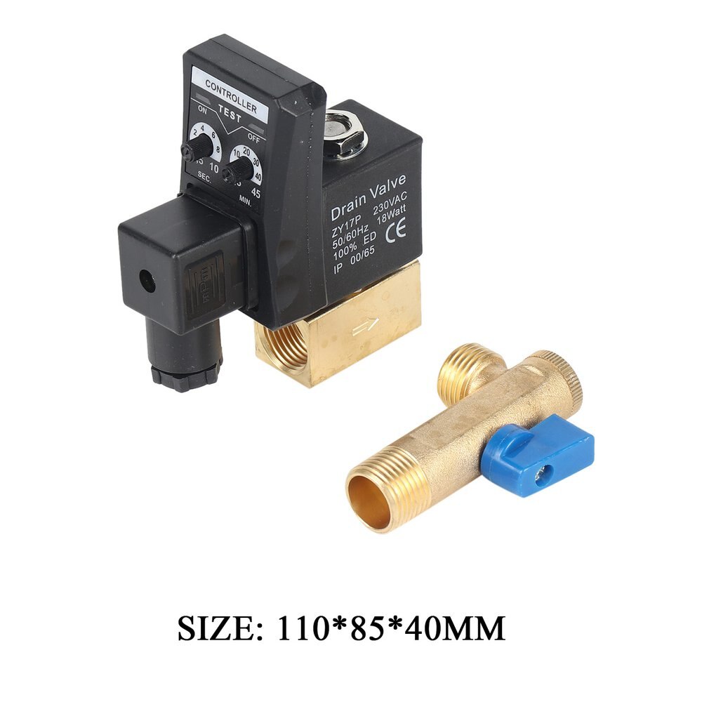 Electronic Drain Valve Timed Gas Tank Automatic Drain Valve 1/2" Port AC 220V 2-way Brass Valve for Air Compressor