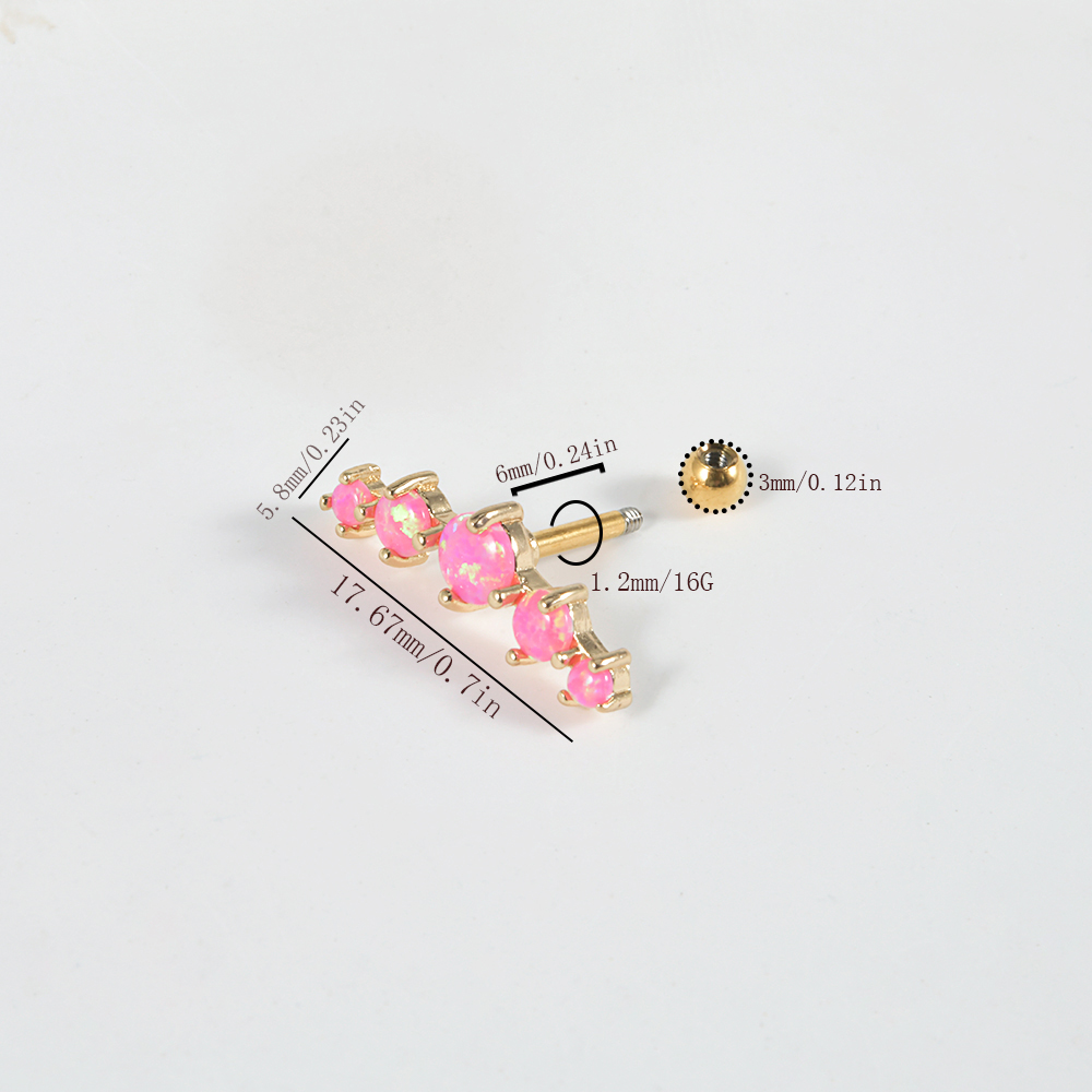 1 Stuk Chirurgisch Staal Opaal Oor Tragus Kraakbeen Stud Helix Piercing Schroef Bal Kwab Oorbellen Barbell Sieraden