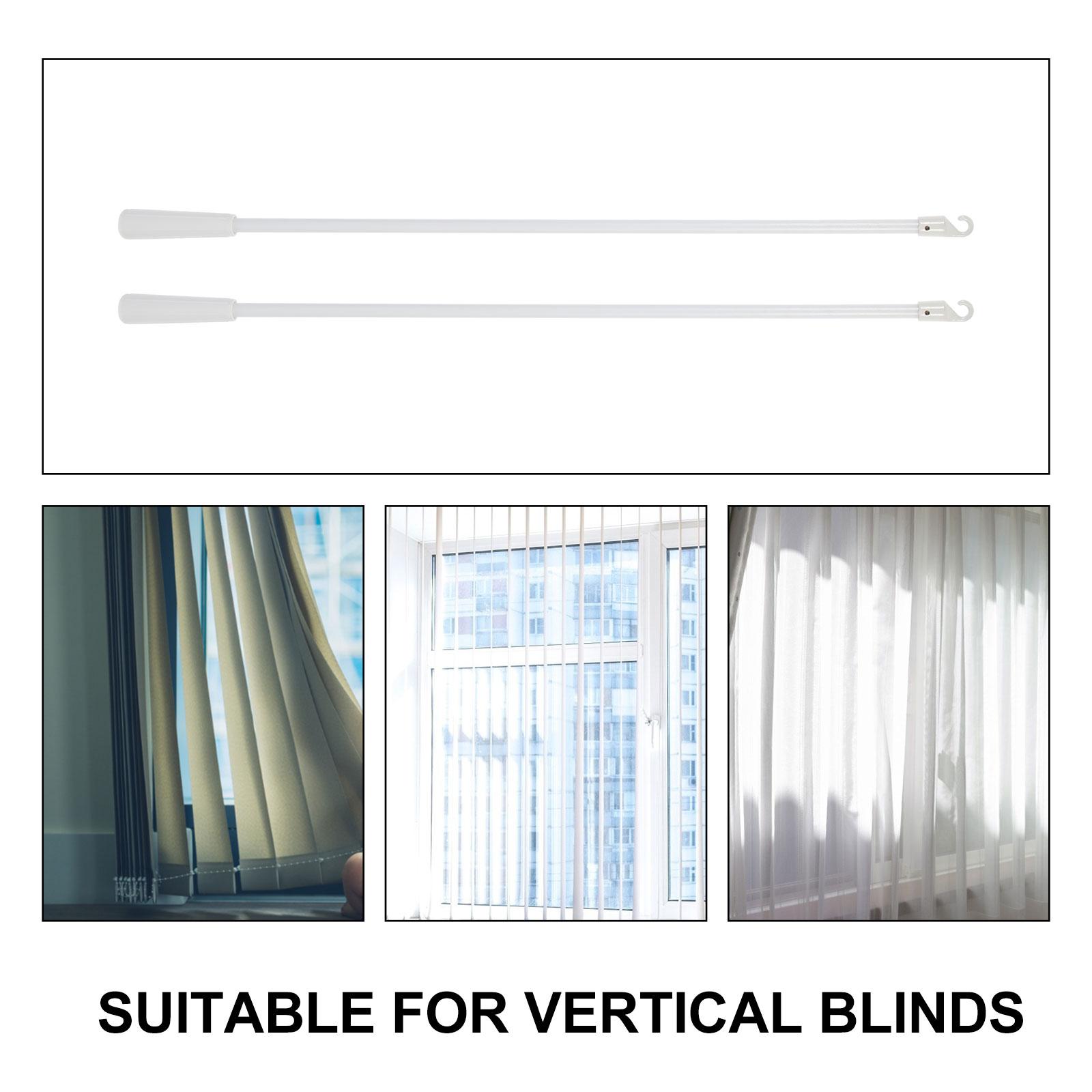 2 Stück 17-Zoll-Vertikaljalousien-Kippstangen aus weißem Fiberglas mit Haken, ausziehbare Vorhänge, Zugvorhänge, Zubehör, einfache Installation