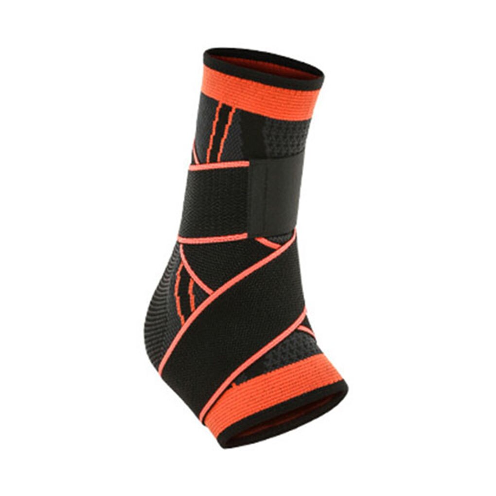 1PC Elastic 3D Pressurized Ankle Support Basketball Volleyball Sports Gym Badminton Ankle Brace Protector with Strap Belt: Orange / XL