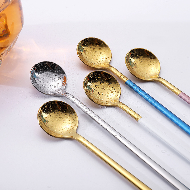 Long Handle Stainless Steel Dinnerware Spoon Tea Spoon Dessert Coffee Ice Cream Spoons Kitchen Accessories Bar Tools