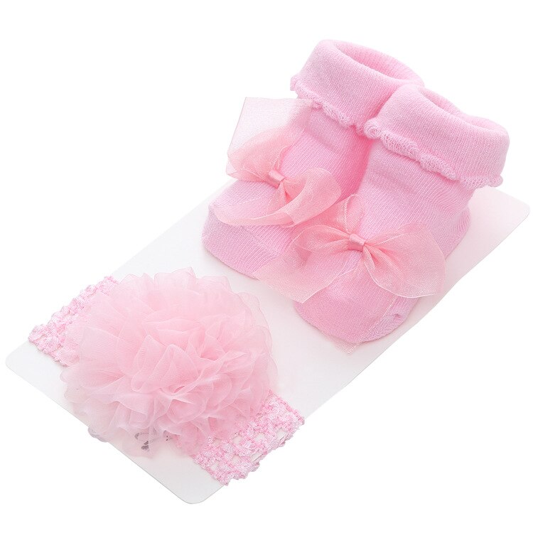 Chaussettes mignonnes pour bébé fille, avec bandeau, pour -né, une paire: a